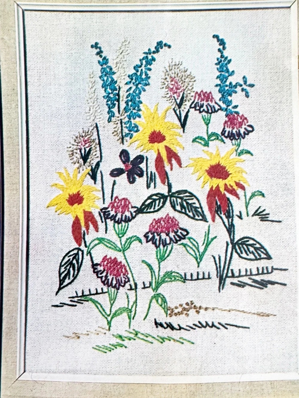 Vintage Vogart Crafts Crewel Creative Stitchery Picture Kit - “Floral Fantasy" - Picture 2 of 8